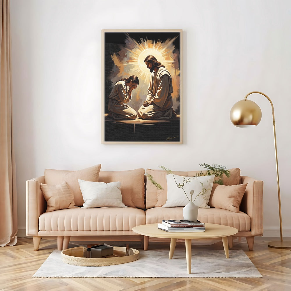 At His Feet II, Christian Canvas Wall Art, Christmas Gift Ideas, Christian Home Decor, Ciaocustom