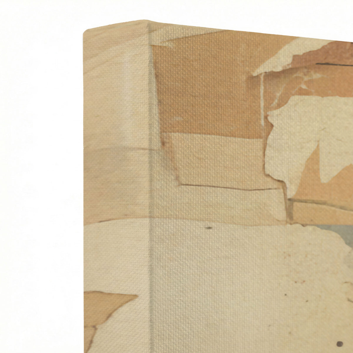 Close-up of the vintage collage texture and vibrant sunflower details on the Jesus Christian canvas.