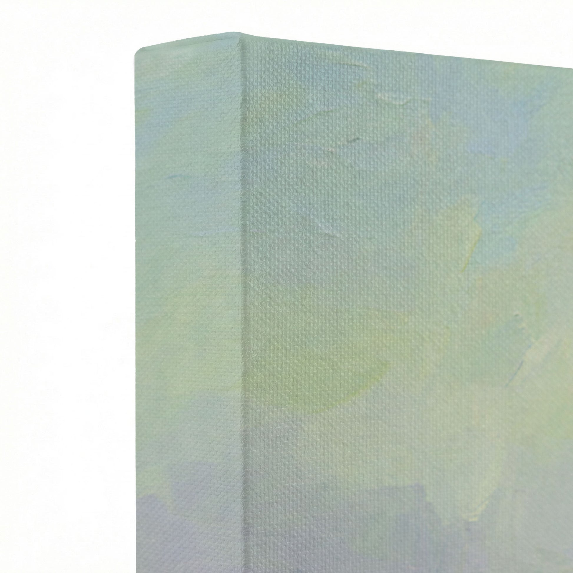 Close-up of Jesus holding lamb canvas print showing thick oil painting texture and pink petals