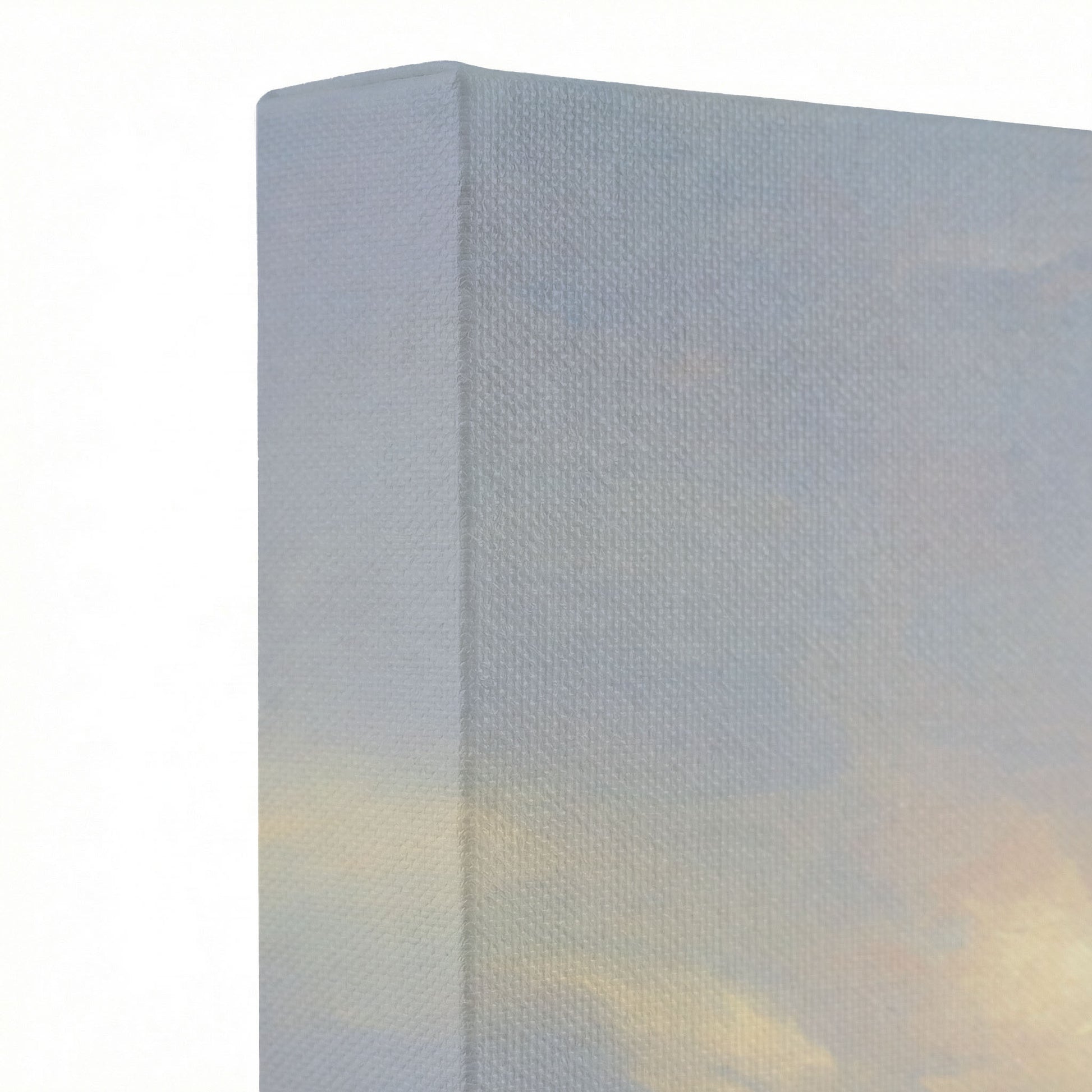 Close-up of Jesus holding lamb canvas print showing thick oil painting texture and rainbow colors