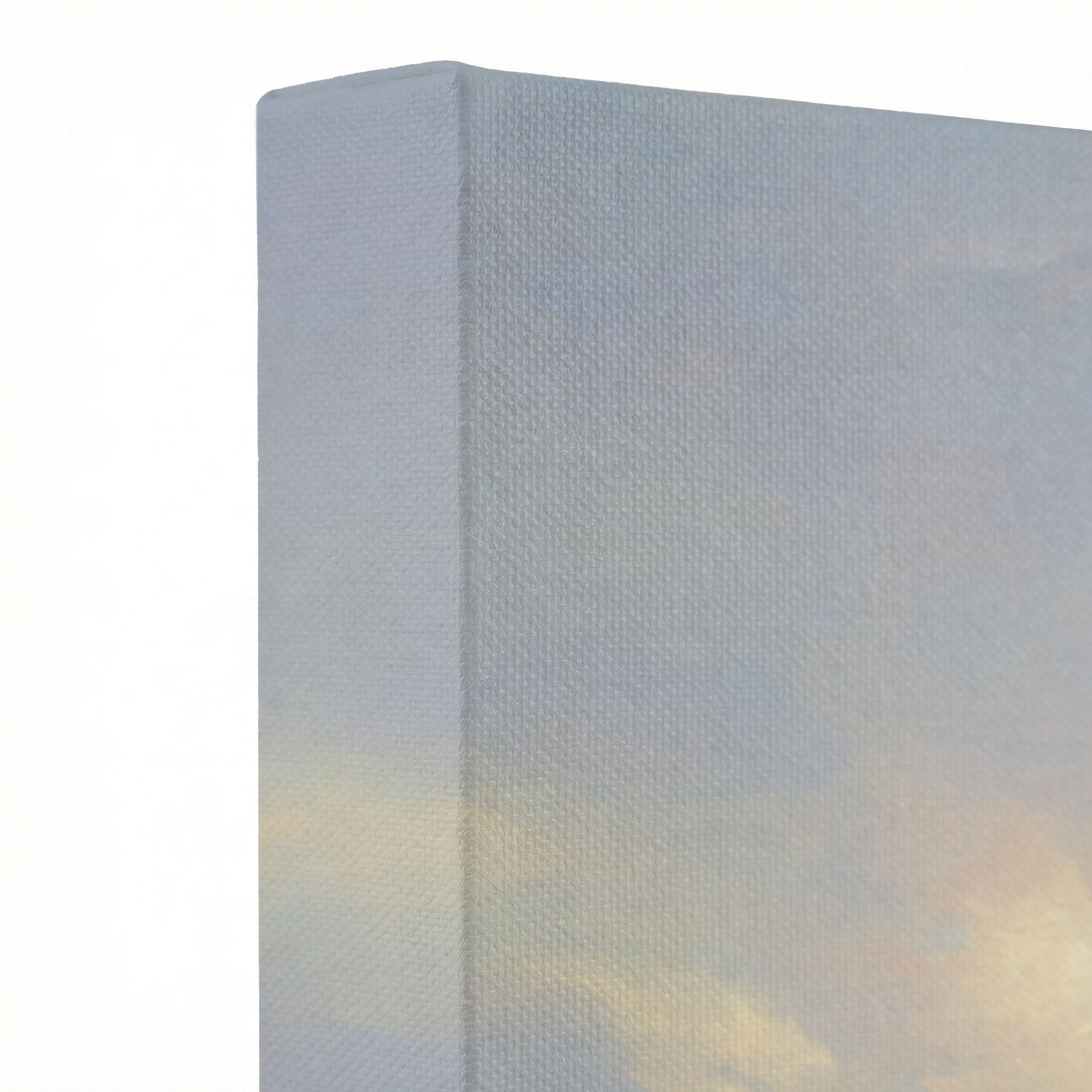 Close-up of Jesus holding lamb canvas print showing thick oil painting texture and rainbow colors