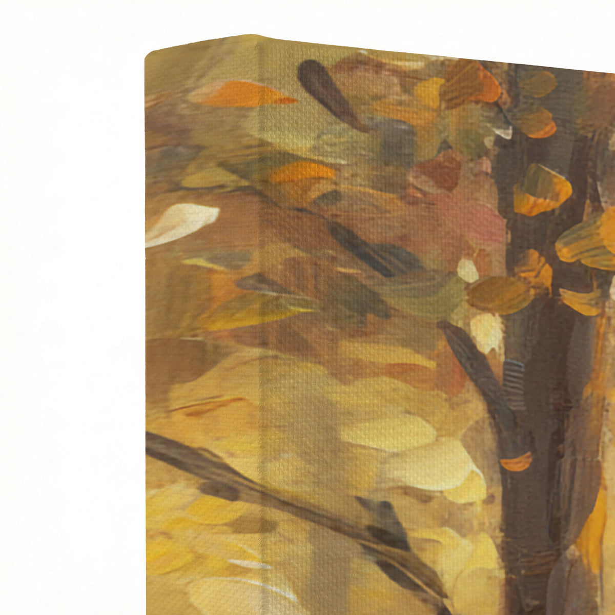 Close-up of Jesus Good Shepherd canvas print showing thick oil painting texture and golden leaves