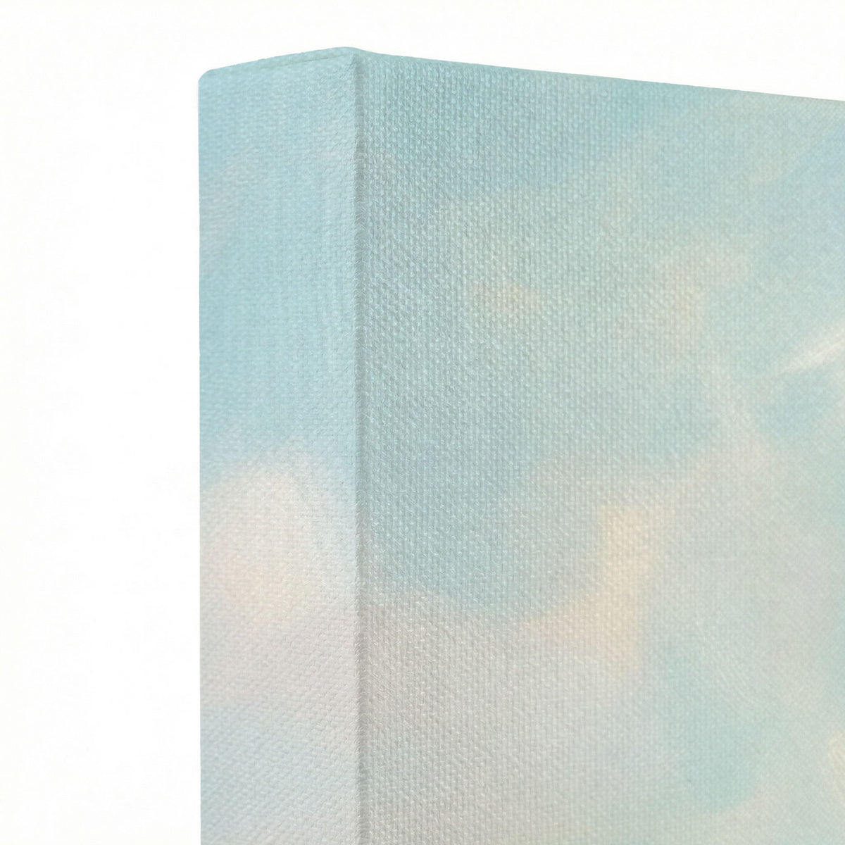 Close-up of Jesus raising child canvas print showing thick oil painting texture and sky details