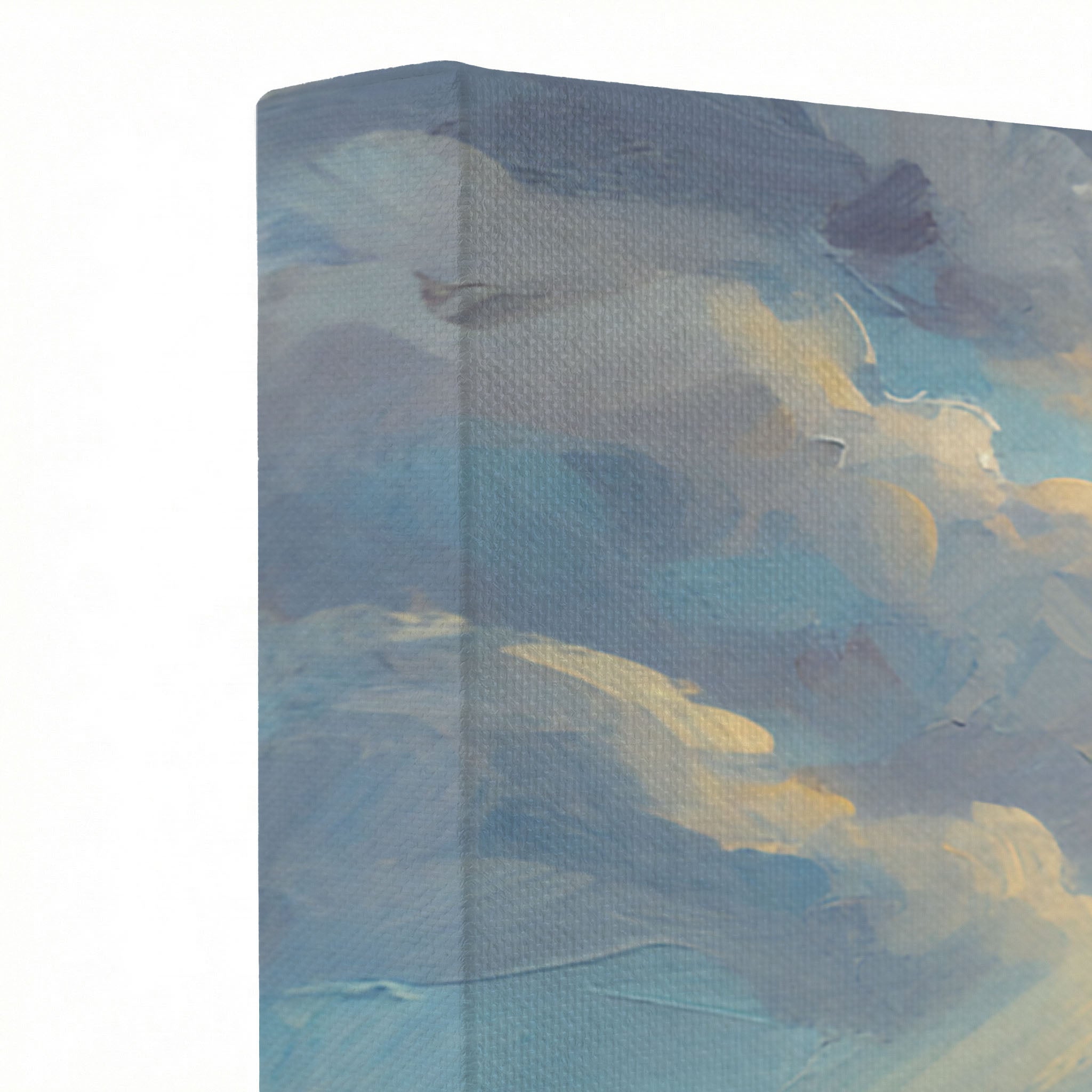 Close-up of Jesus carrying lamb canvas print showing thick impasto brushstroke texture and water reflections